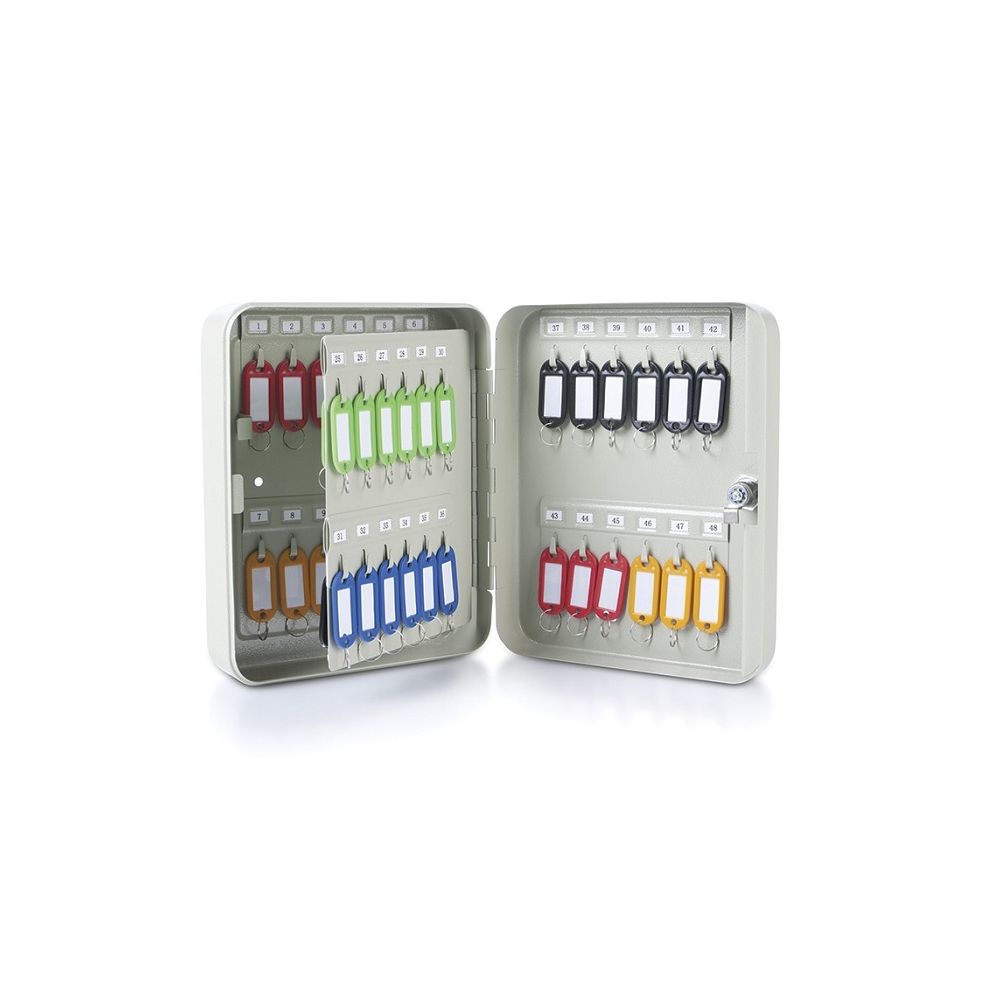 Метално табло с капак DONAU за съхранение на ключове, обем до 48 бр., 250x200x80 мм, сиво