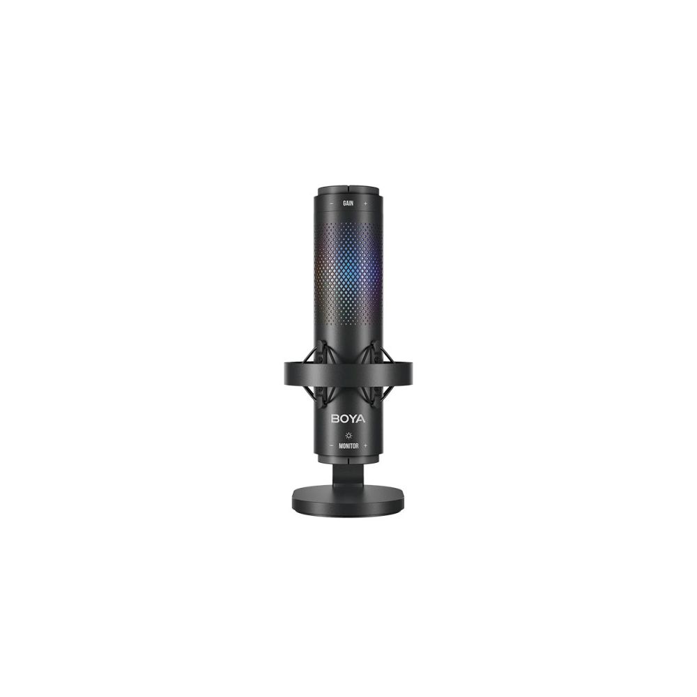 Микрофон Boya K9, настолен, за подкасти, с подсветка, аудио жак 3.5 мм/USB-C, черен