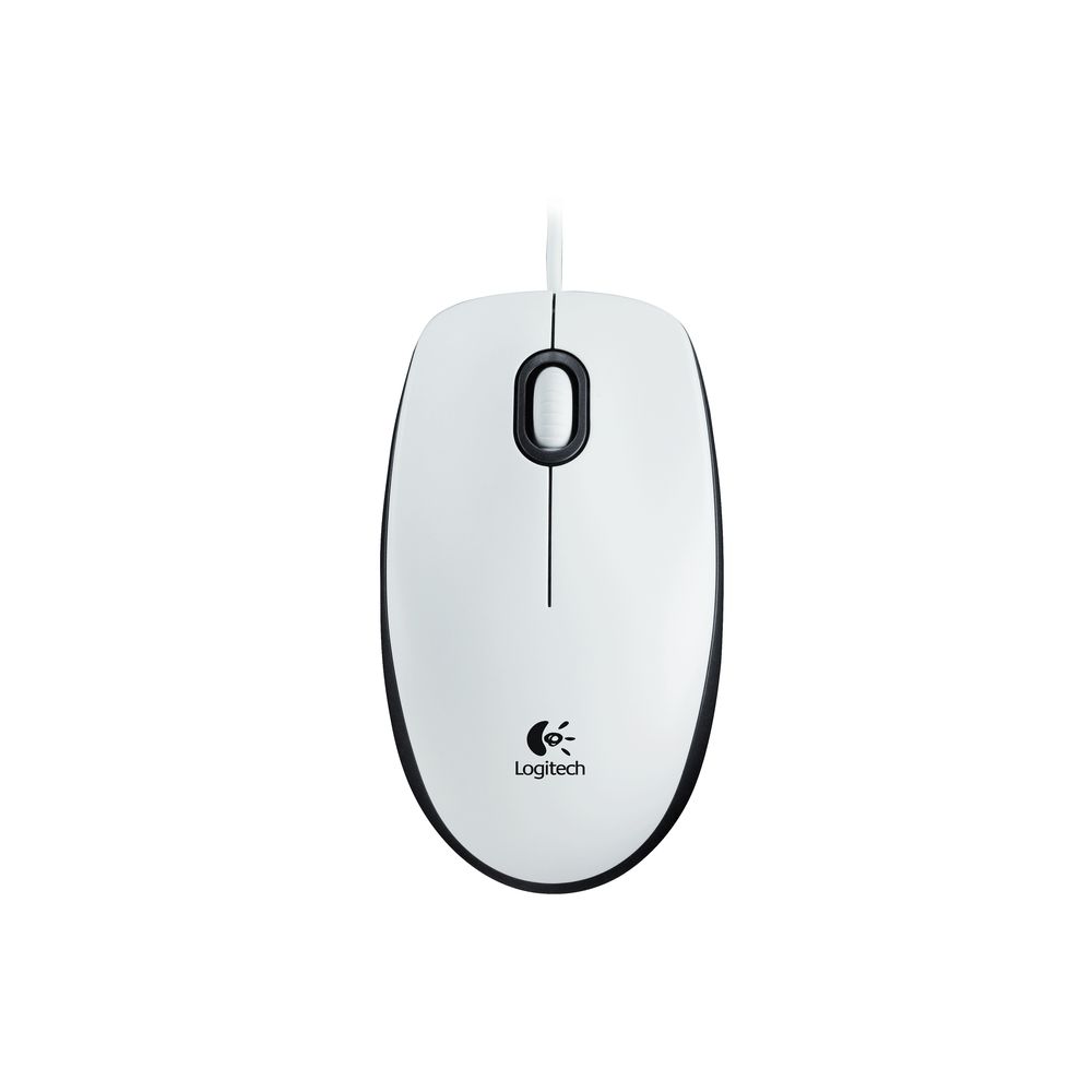 Мишка Logitech M100, USB, кабел 1.8 м, 1000 dpi, 3 бутона, бяла