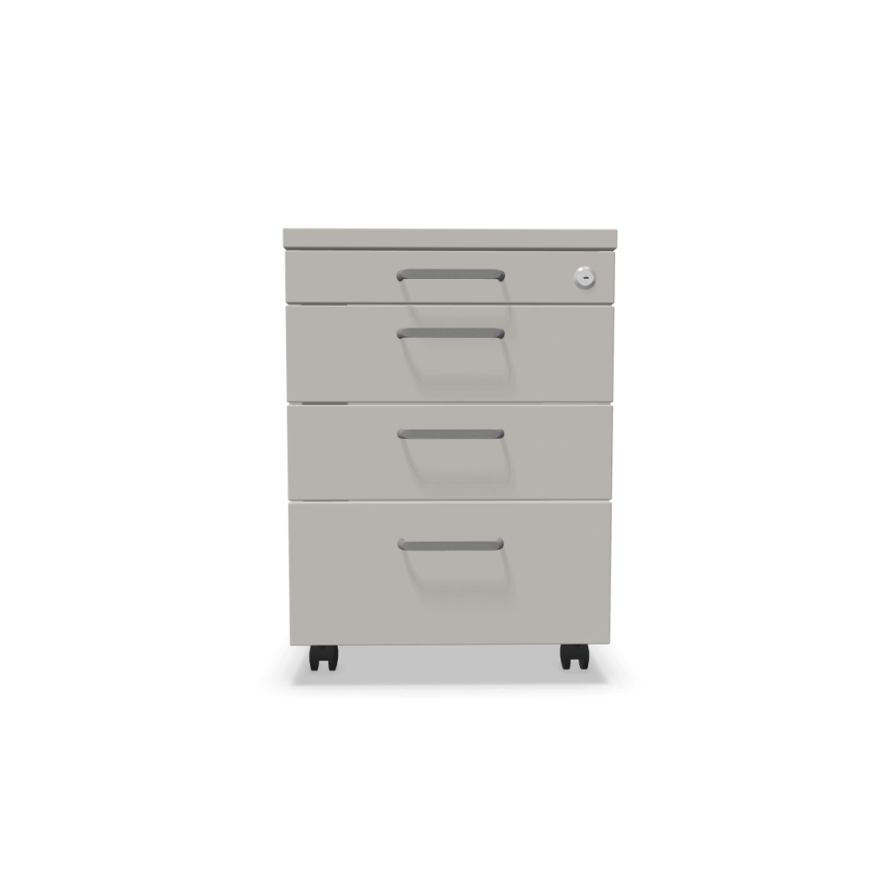 Мобилен контейнер с четири чекмеджета Easy Space 3D PD, 430х600х600мм, ПДЧ 18 мм, платинено сив