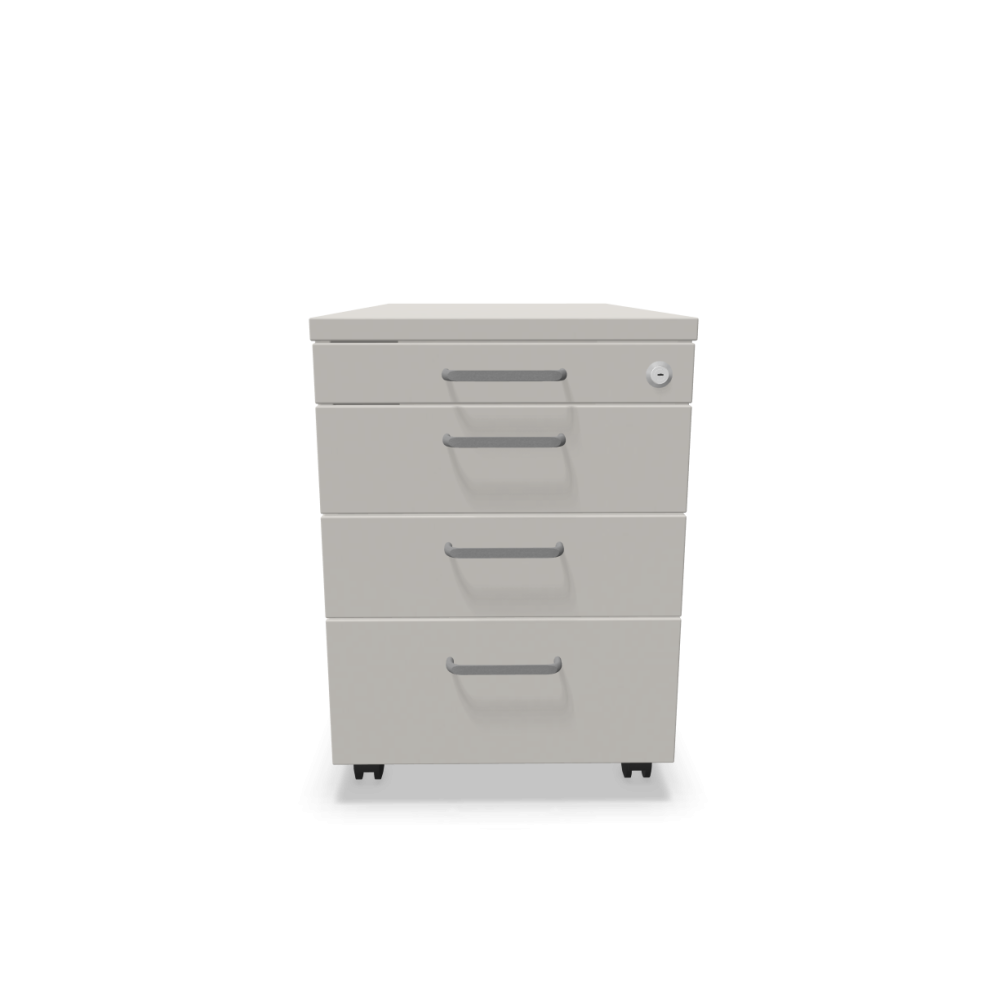 Мобилен контейнер с четири чекмеджета Easy Space 3D PD, 430х800х600мм, ПДЧ 18 мм, платинено сив