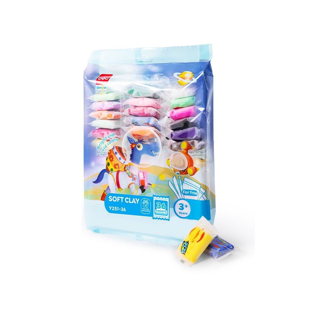 Моделин Deli Genius EY251-36, с инструменти, 36 цвята х 6 г