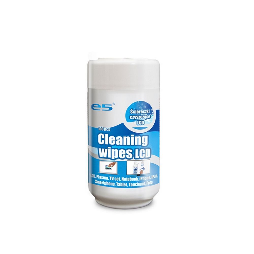 Мокри кърпи за екрани и офис техника E5, малка туба, 100 бр.