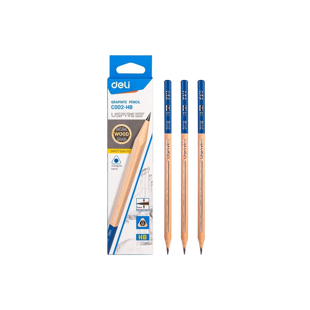 Молив без гума Deli USPIRE EC002-HB, триъгълно тяло, HB