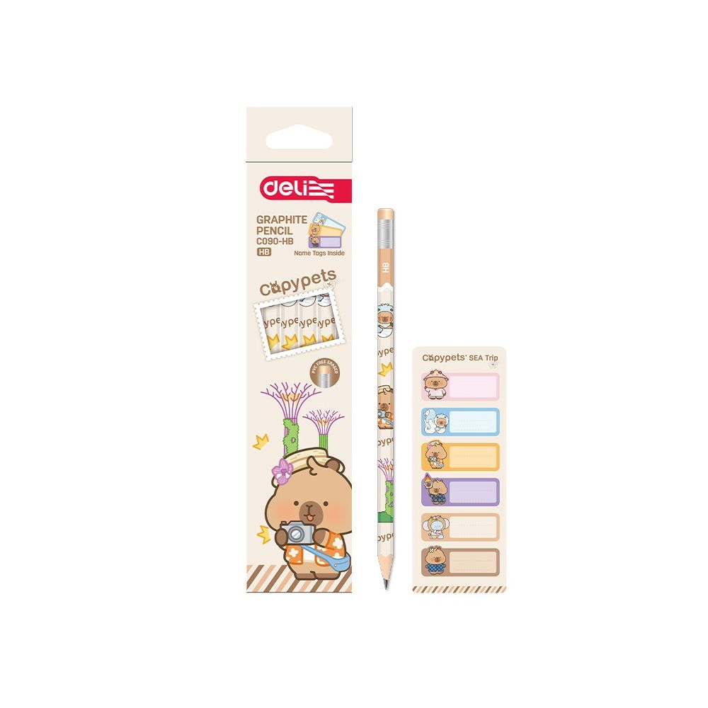 Молив с гума Deli Capypets EC090-HB, шестоъгълно тяло, HB