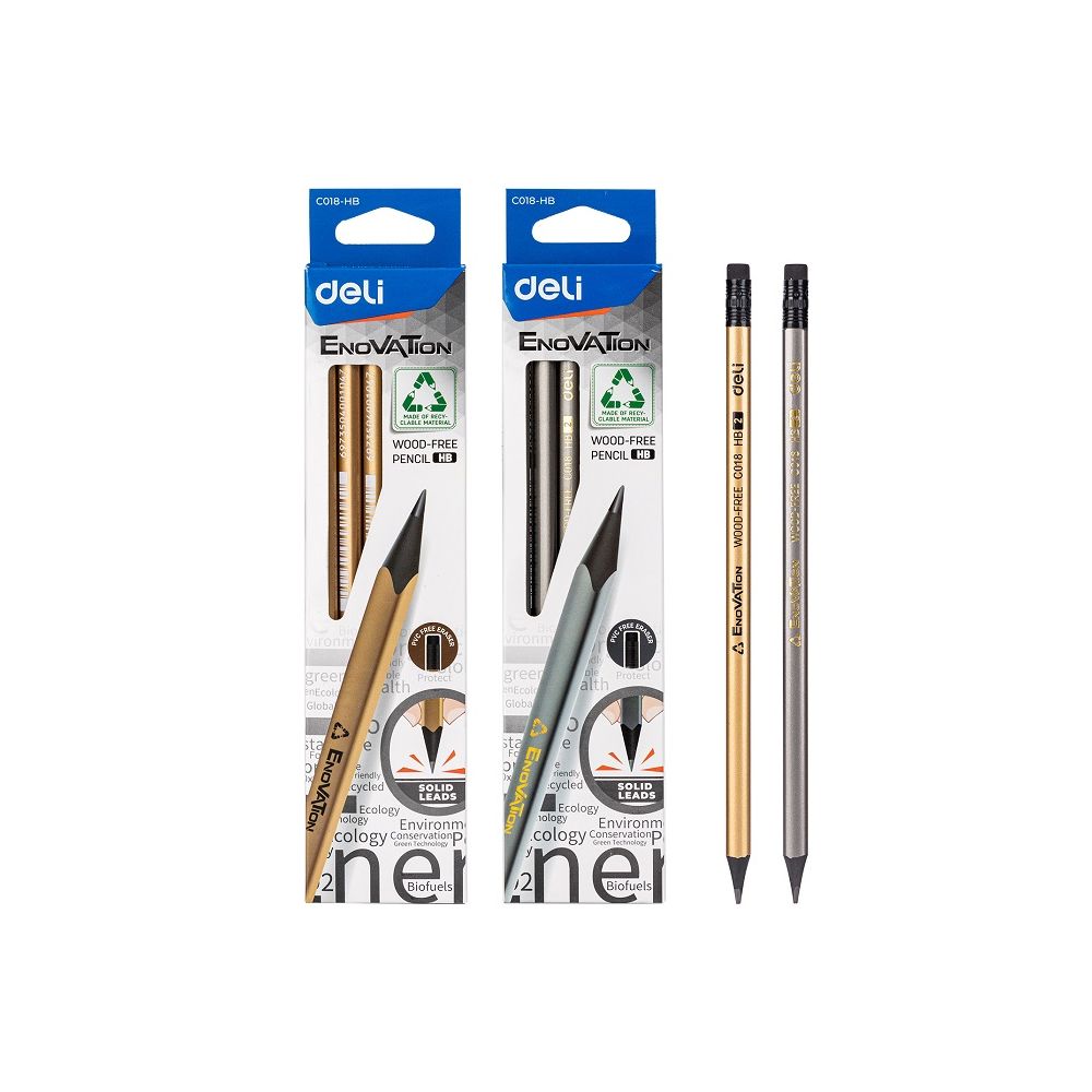 Молив с гума Deli Enovation EC018-HB, триъгълно тяло, HB