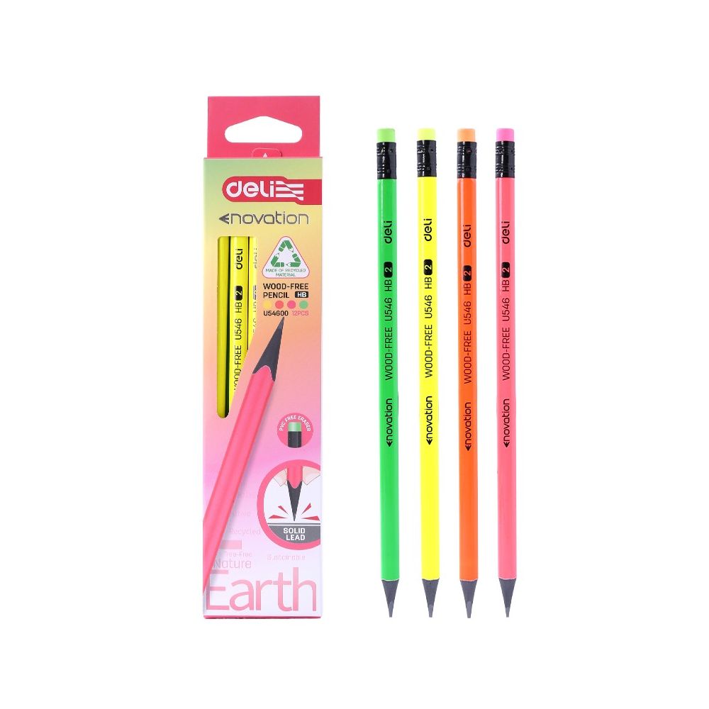 Молив с гума Deli Neon EU54600, триъгълно черно тяло, HB Молив с гума Deli Neon EU54600, триъгълно черно тяло, HB