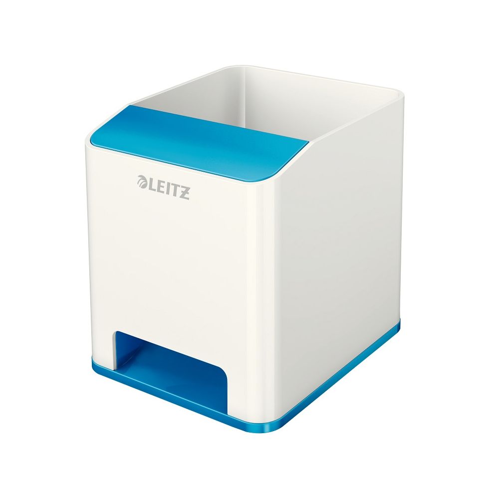 Моливник LEITZ WOW, две отделения, 98х100х101 мм, Polystyrene, бял/син