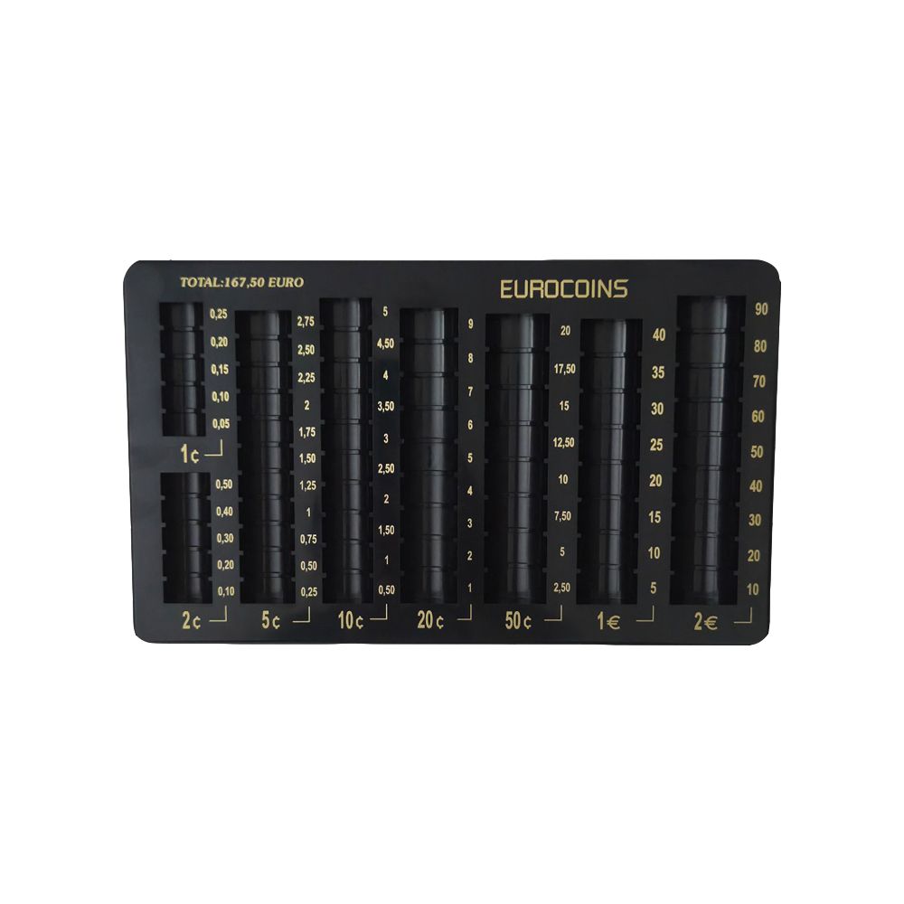 Монетник за касова зона за евро монети, + гнездо за 2 евро, черен