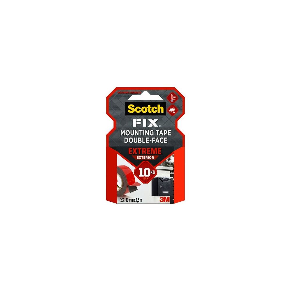 Монтажна лента Scotch-FIX™ Extreme, за външно приложение, до 10 кг, 19 мм x 1.5 м