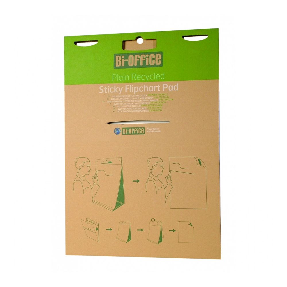 Настолен флипчарт Bi-Office EARTH, хартиен блок 20 самозалепващи листа, 500x585 мм