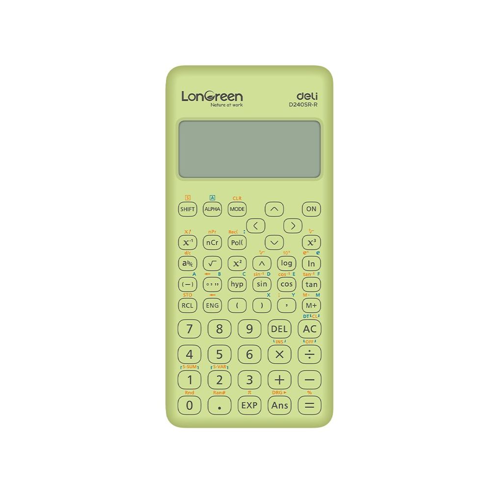 Научен калкулатор Deli LonGreen ED240-SR-R, 240 функции, 10+2 dgt, 160х74х16.4 мм, зелен