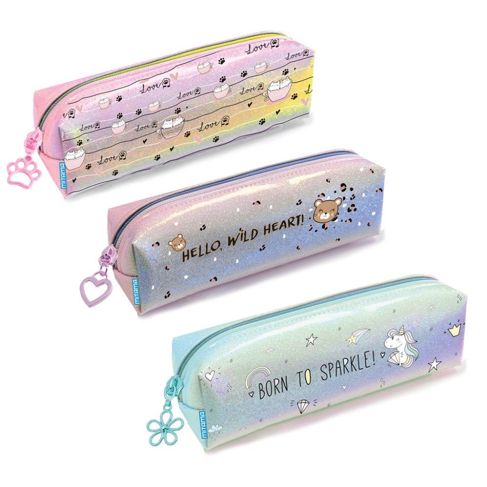 Несесер MITAMA Good Vibes Shiny, с цип, 20x5.5х7 см, асорти 3 дизайна