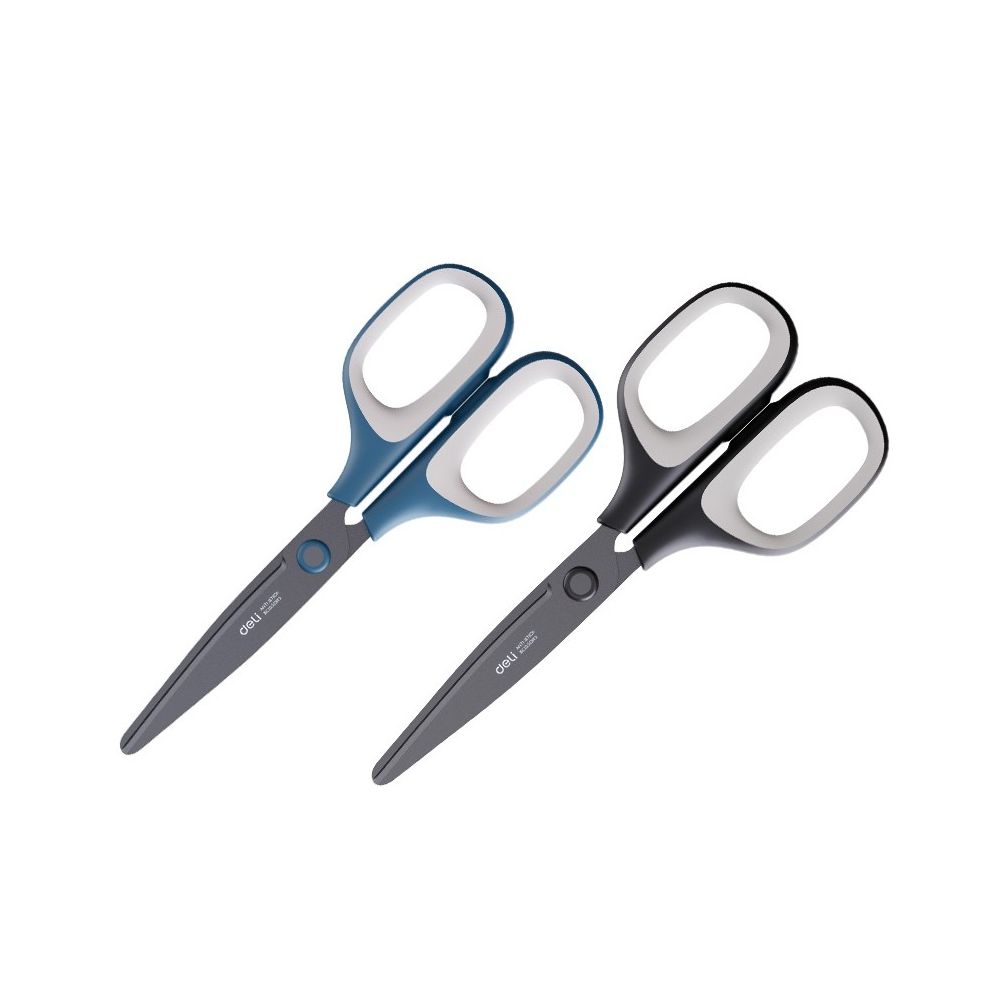 Ножица Deli E6055, 175 мм, черни остриета с тефлоново покритие, ергономични грип дръжки