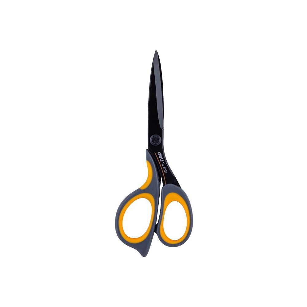 Ножица Deli Ergo, E6027, 175 мм, полирана черна стомана, ергономични грип дръжки