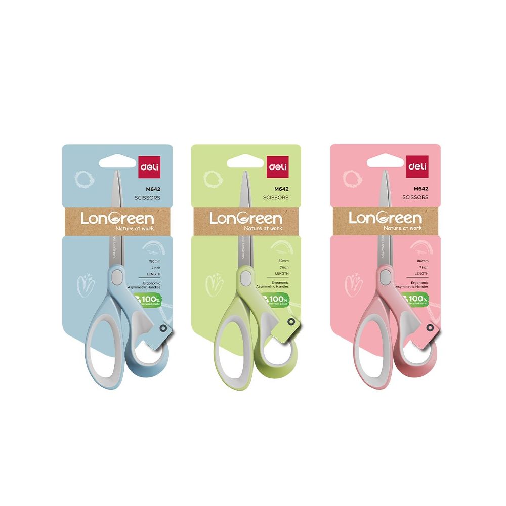 Ножица Deli LonGreen, EM642, 180 мм, ергономични грип дръжки