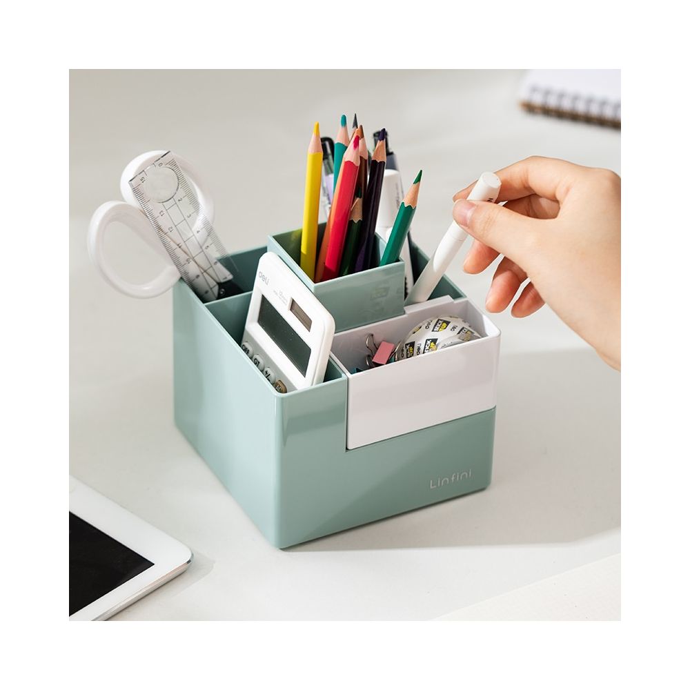 Органайзер за бюро Deli Linfini, EZ072, 5 отделения, 120х120х123 мм, зелен