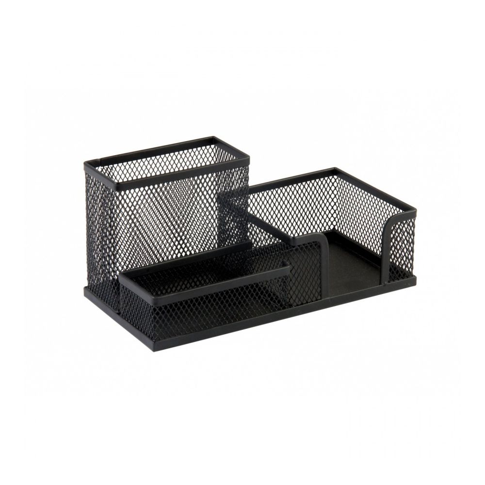 Органайзер за бюро Deli Quali Metal, E9175, 3 отделения, 200х100х98 мм, метална мрежа, черен