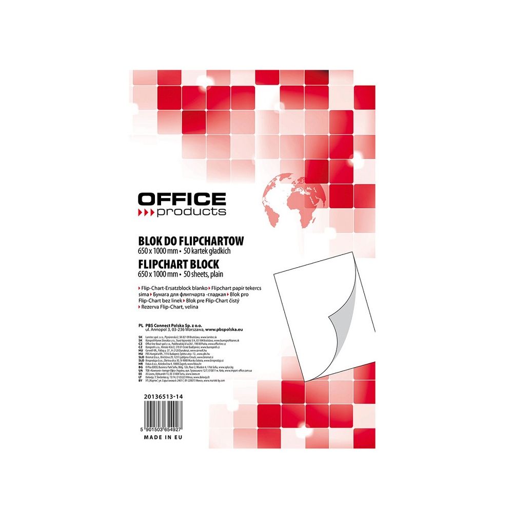 Пад за флипчарт OFFICE PRODUCTS, 65х100 см, бял офсет 70 г, 25 листа