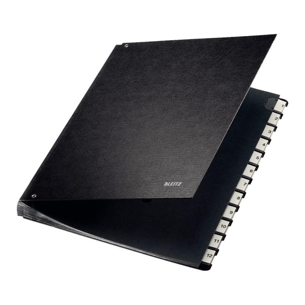 Папка органайзер LEITZ 270х18х345 мм, A4+, рециклиран картон 700 г с РР фолио, 12 отделения, сива