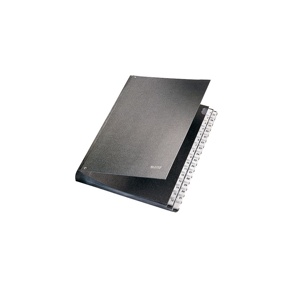 Папка органайзер LEITZ 272x35x355 мм, A4+, рециклиран картон 700 г с РР фолио, 31 отделения, черна