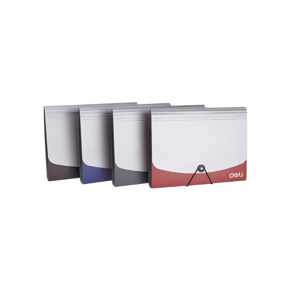 Папка с 13 отделения Deli New York, E5558, A4, PP 650 mic, с индекси, микс 3 цвята