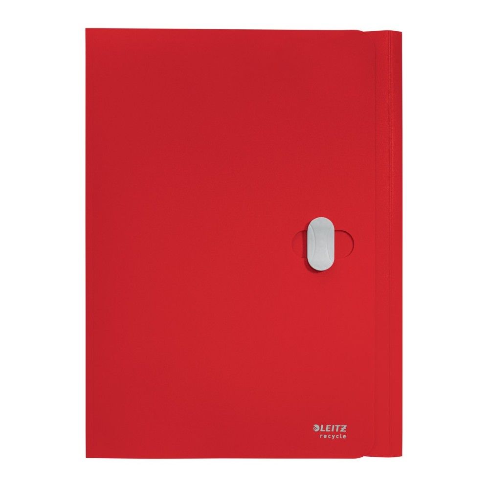 Папка с 3 капака и клипс LEITZ Recycle, A4, рециклиран РР, червена