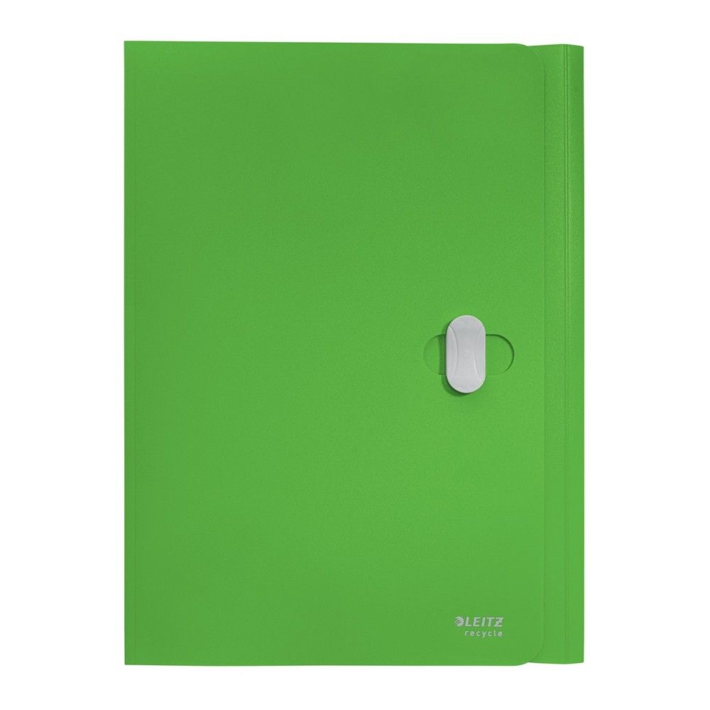 Папка с 3 капака и клипс LEITZ Recycle, A4, рециклиран РР, зелена
