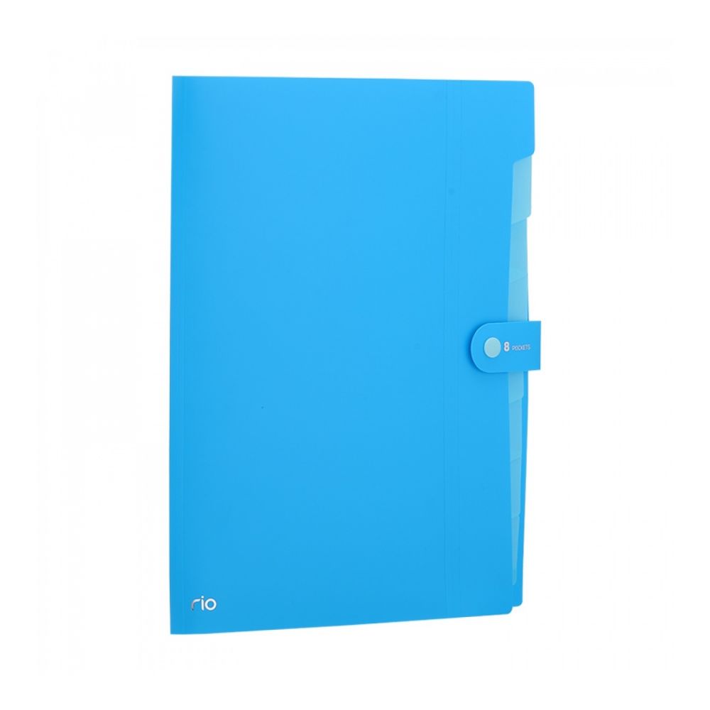 Папка с 8 отделения Deli Rio, EB40102, A4, PP 600 mic, с индекси, синя