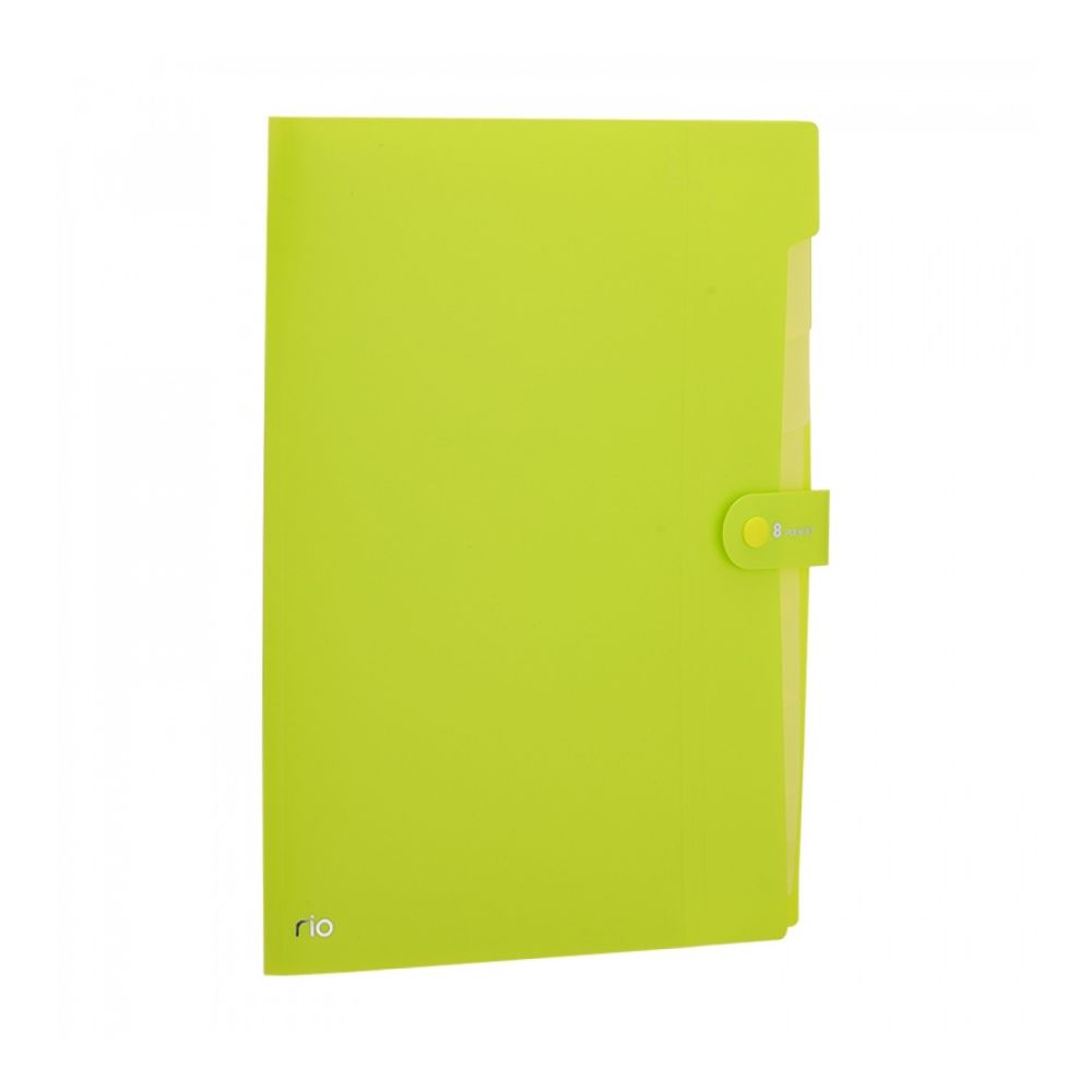 Папка с 8 отделения Deli Rio, EB40102, A4, PP 600 mic, с индекси, зелена