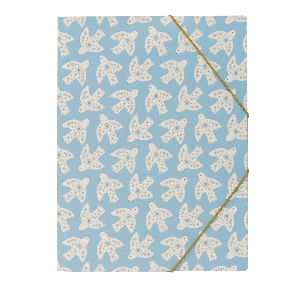 Папка с ластик и 3 капака ANCOR Birds A4, картон с UV лак