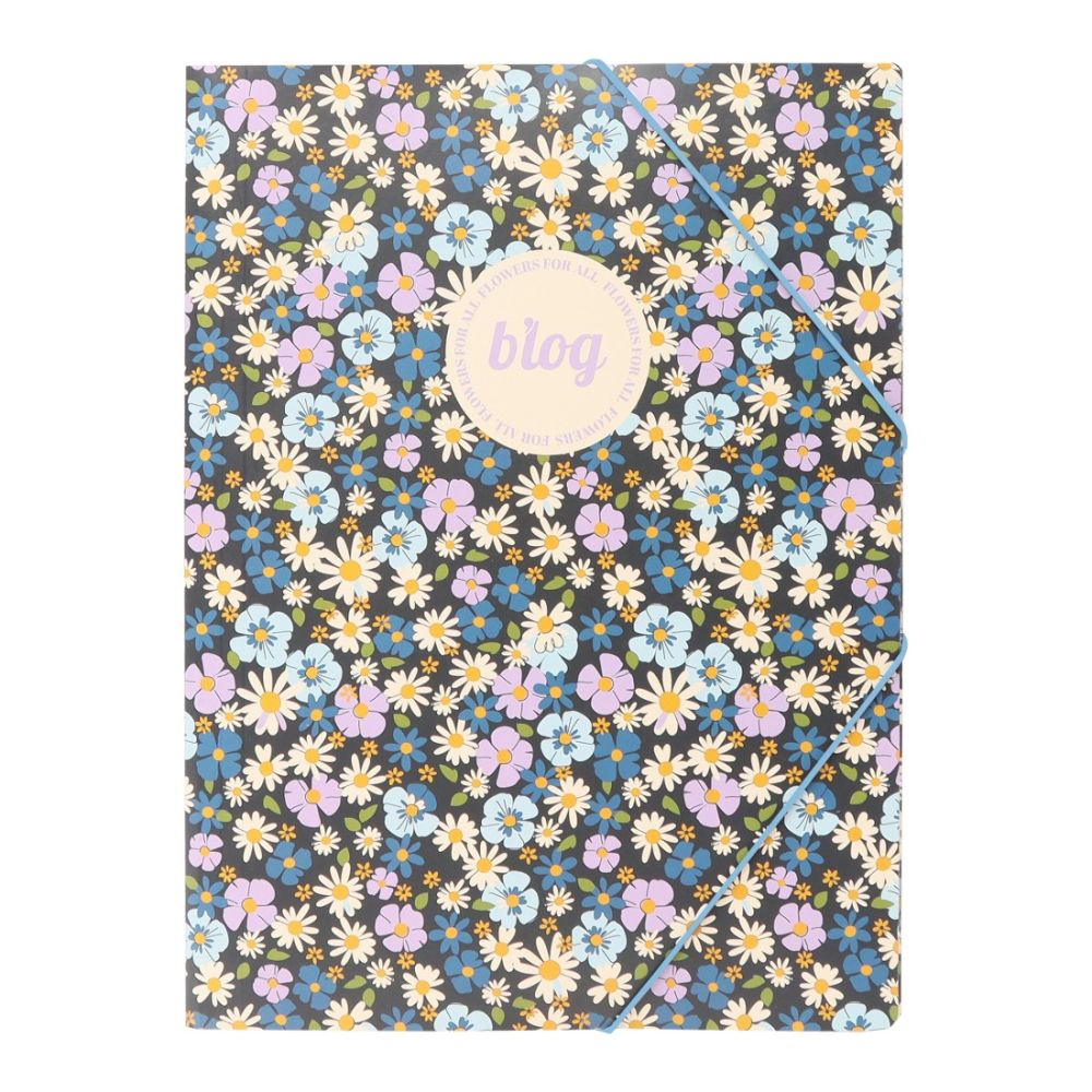 Папка с ластик и 3 капака ANCOR Flowers A4, картон с UV лак