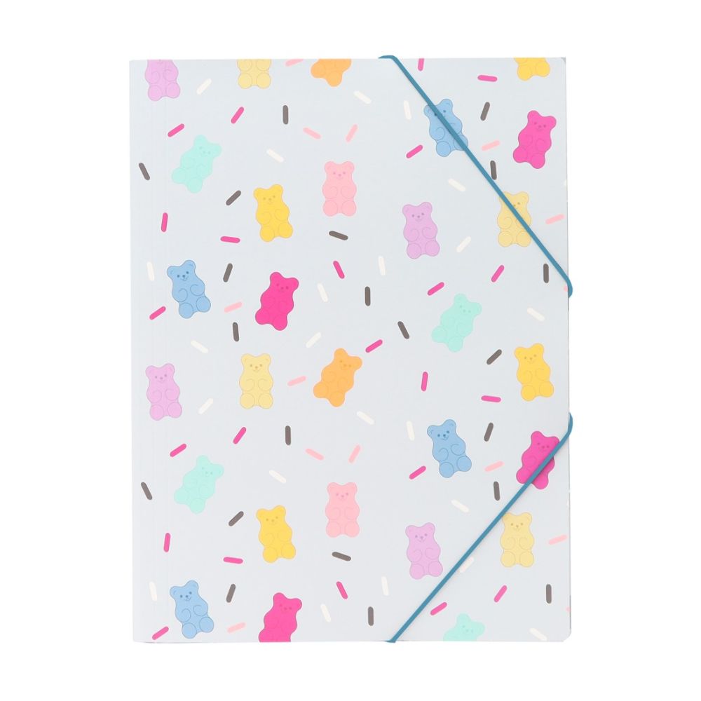 Папка с ластик и 3 капака ANCOR Sweet Candy A4, картон с UV лак