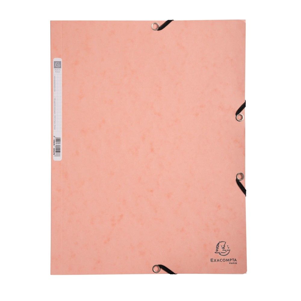 Папка с ластик и 3 капака EXACOMPTA AQUAREL, A4, Genuine картон 400 г, корал