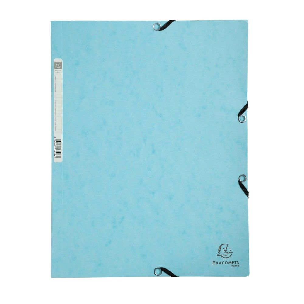 Папка с ластик и 3 капака EXACOMPTA AQUAREL, A4, Genuine картон 400 г, светлосиня