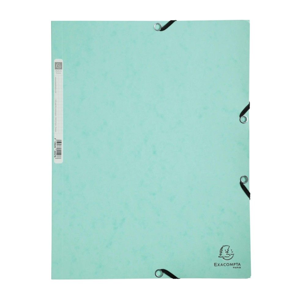 Папка с ластик и 3 капака EXACOMPTA AQUAREL, A4, Genuine картон 400 г, светлозелена