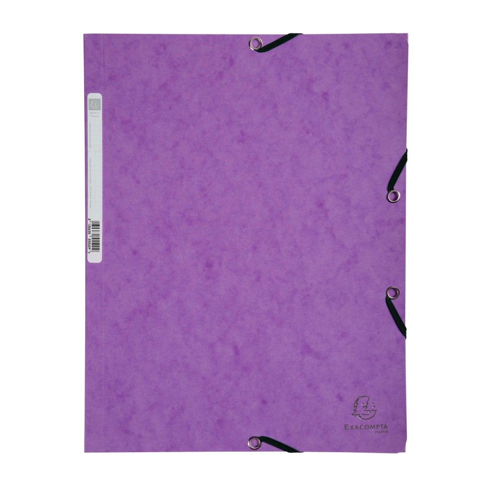 Папка с ластик и 3 капака EXACOMPTA Premium, A4, Genuine картон 400 г, лилава