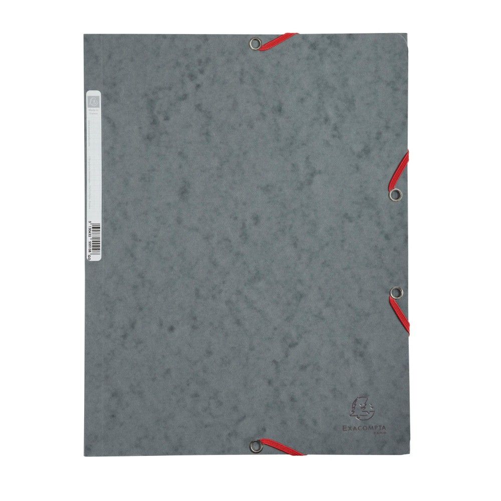 Папка с ластик и 3 капака EXACOMPTA Premium, A4, Genuine картон 400 г, сива