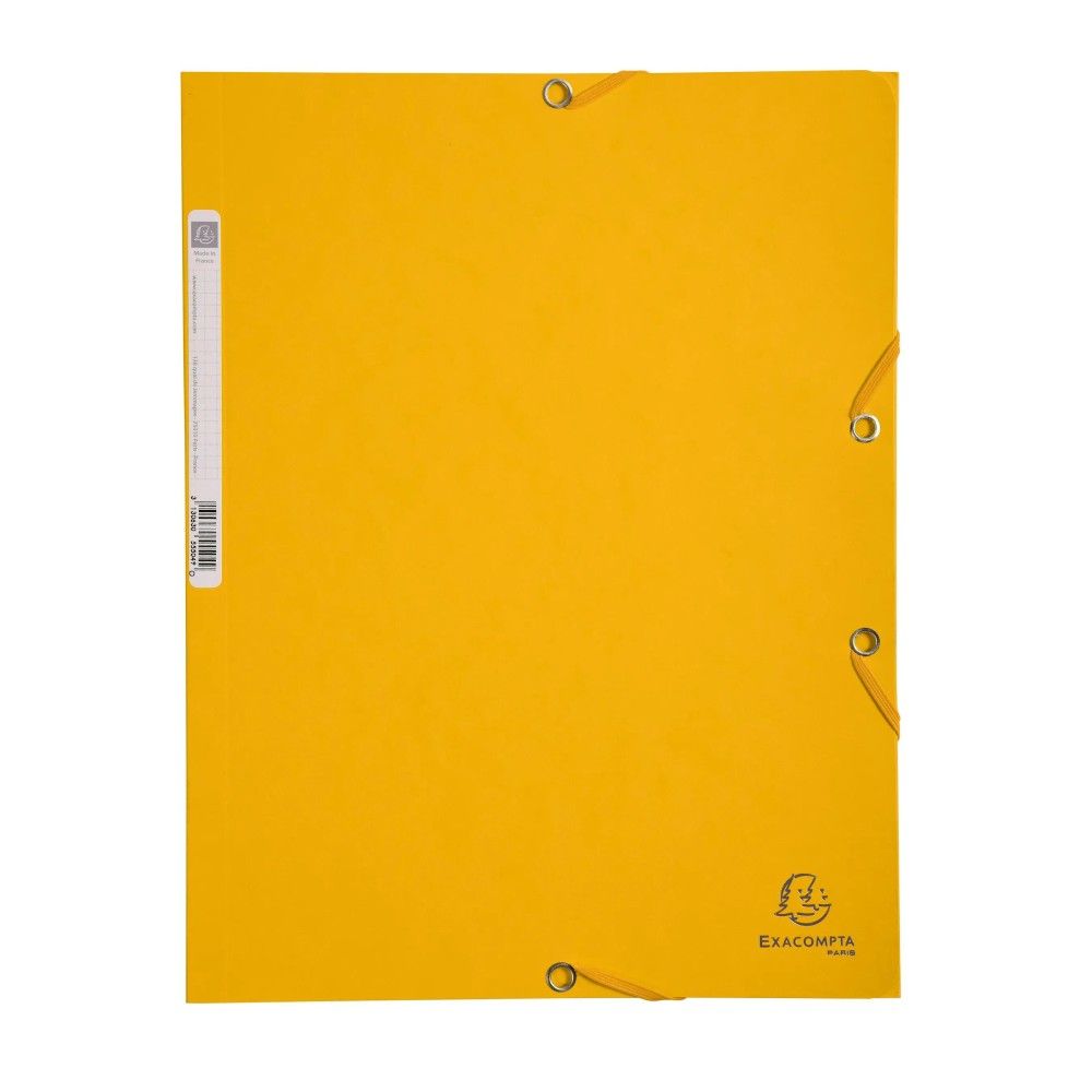 Папка с ластик и 3 капака EXACOMPTA Premium, A4, Genuine картон 400 г, жълта