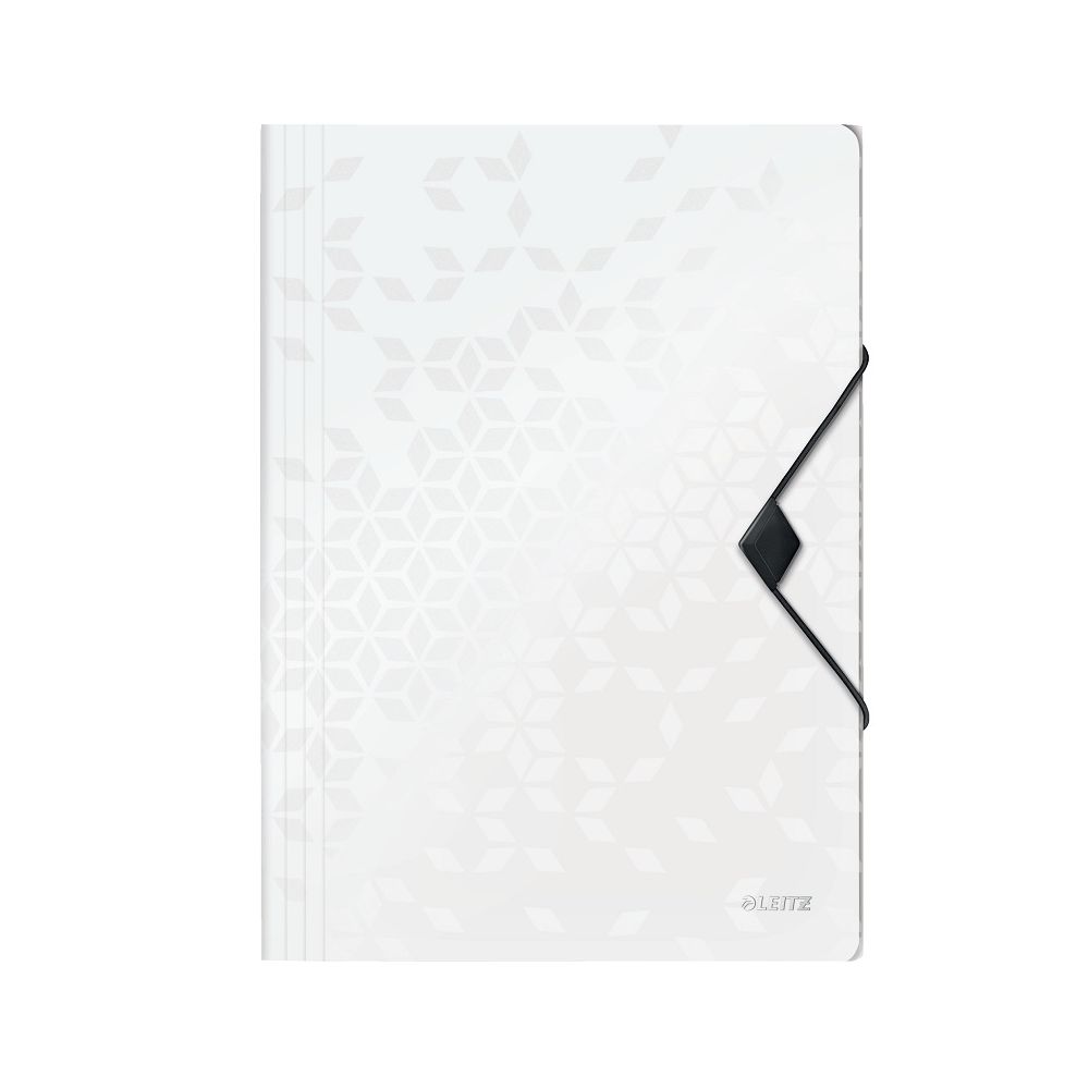 Папка с ластик и 3 капака LEITZ WOW, A4, PP, бяла