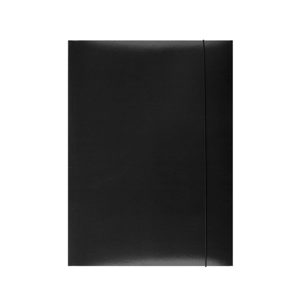 Папка с ластик и 3 капака OFFICE PRODUCTS, A4, картон 300 г с UV лак, черна