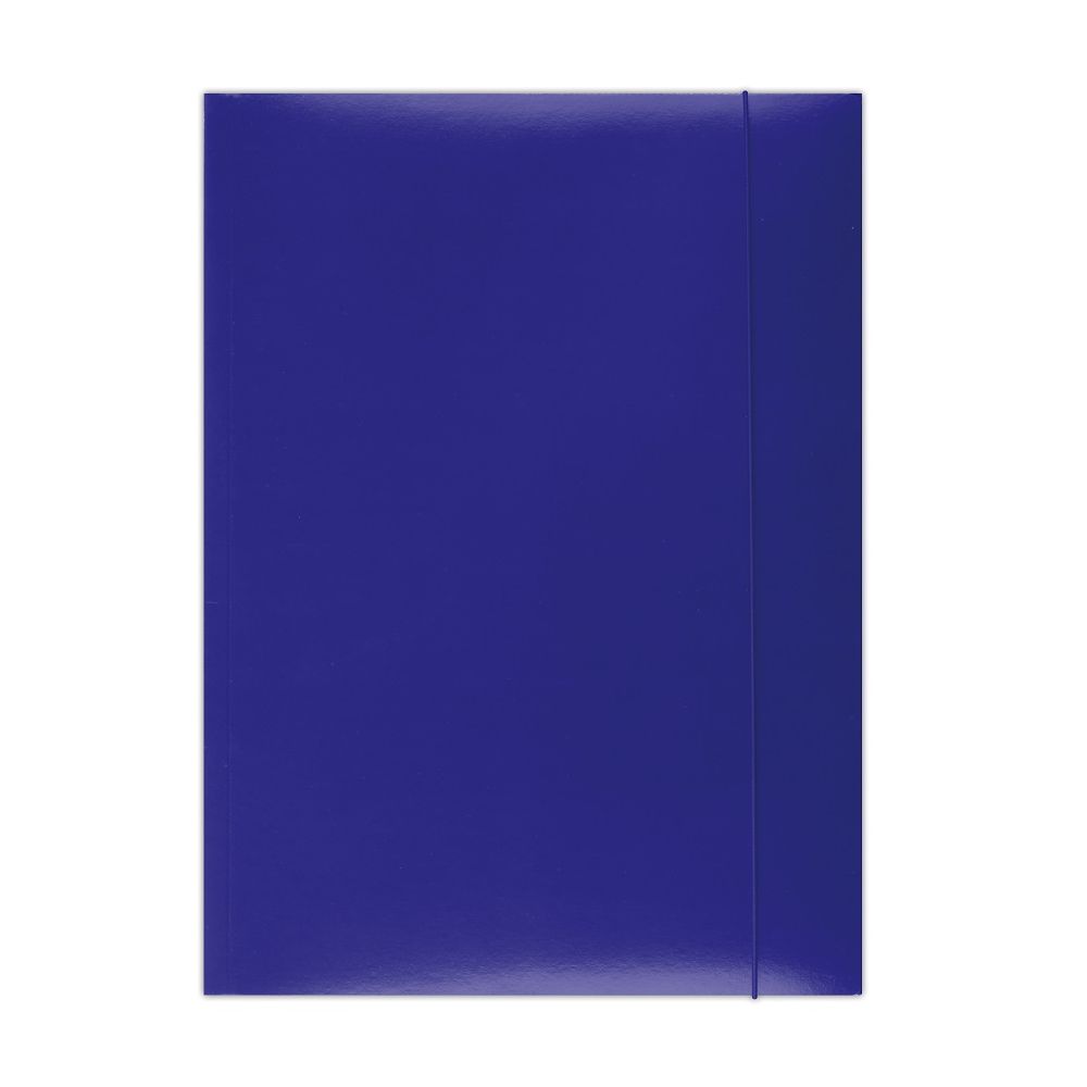 Папка с ластик и 3 капака OFFICE PRODUCTS, A4, картон 300 г с UV лак, синя