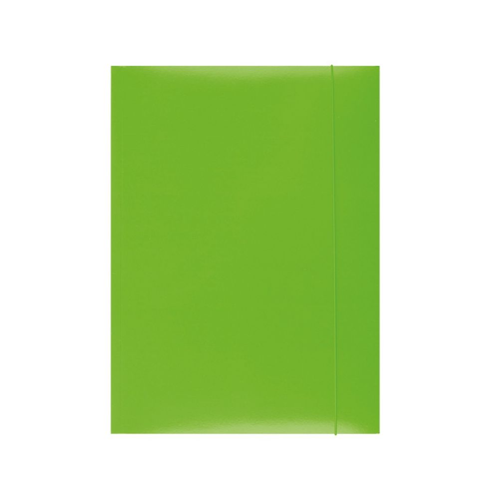 Папка с ластик и 3 капака OFFICE PRODUCTS, A4, картон 300 г с UV лак, зелена