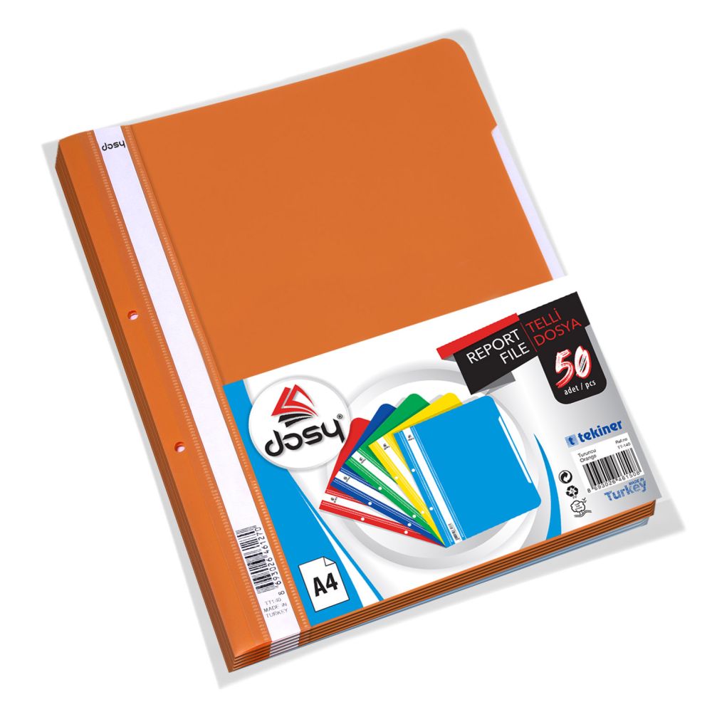 Папка с машинка и перфорация DOSY A4, PP, 180 mic, оранжева