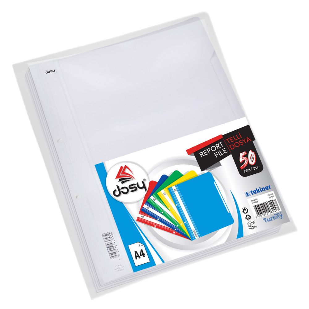 Папка с машинка и перфорация DOSY A4, PP, 180 mic, бяла