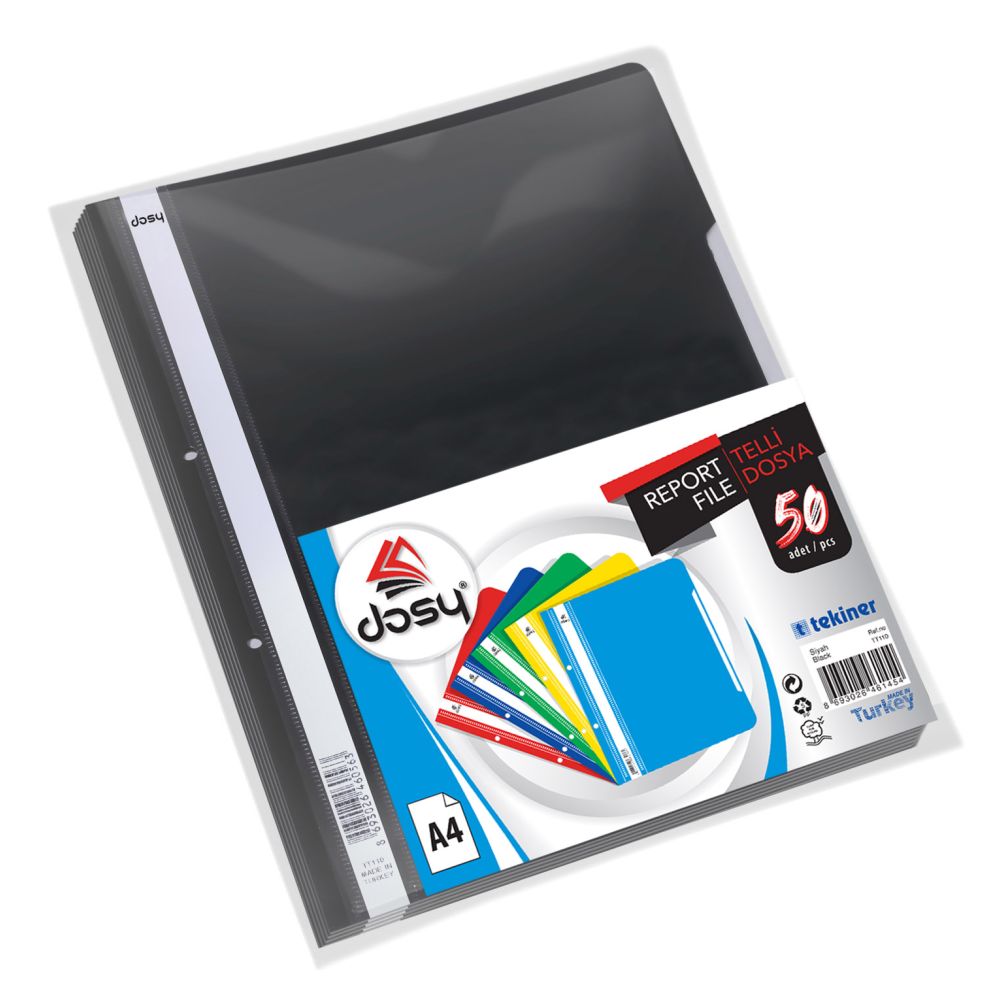 Папка с машинка и перфорация DOSY A4, PP, 180 mic, черна