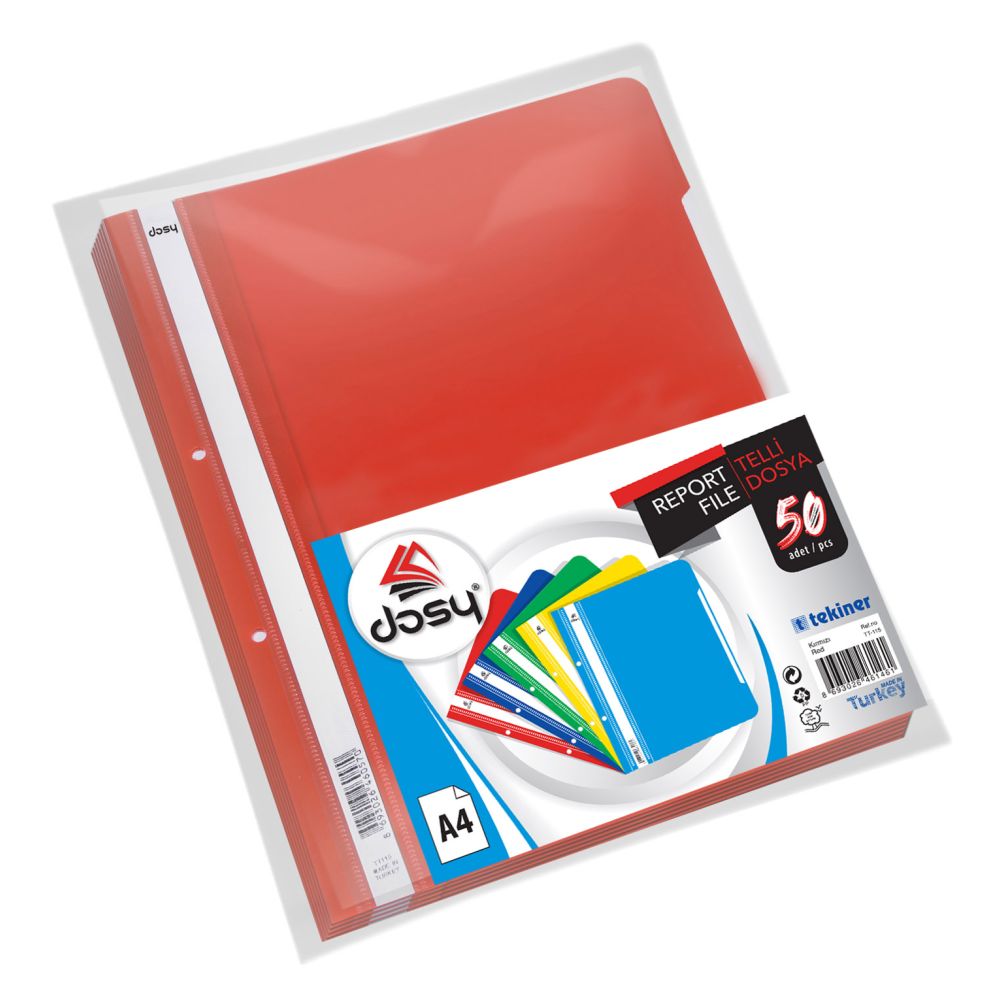 Папка с машинка и перфорация DOSY A4, PP, 180 mic, червена