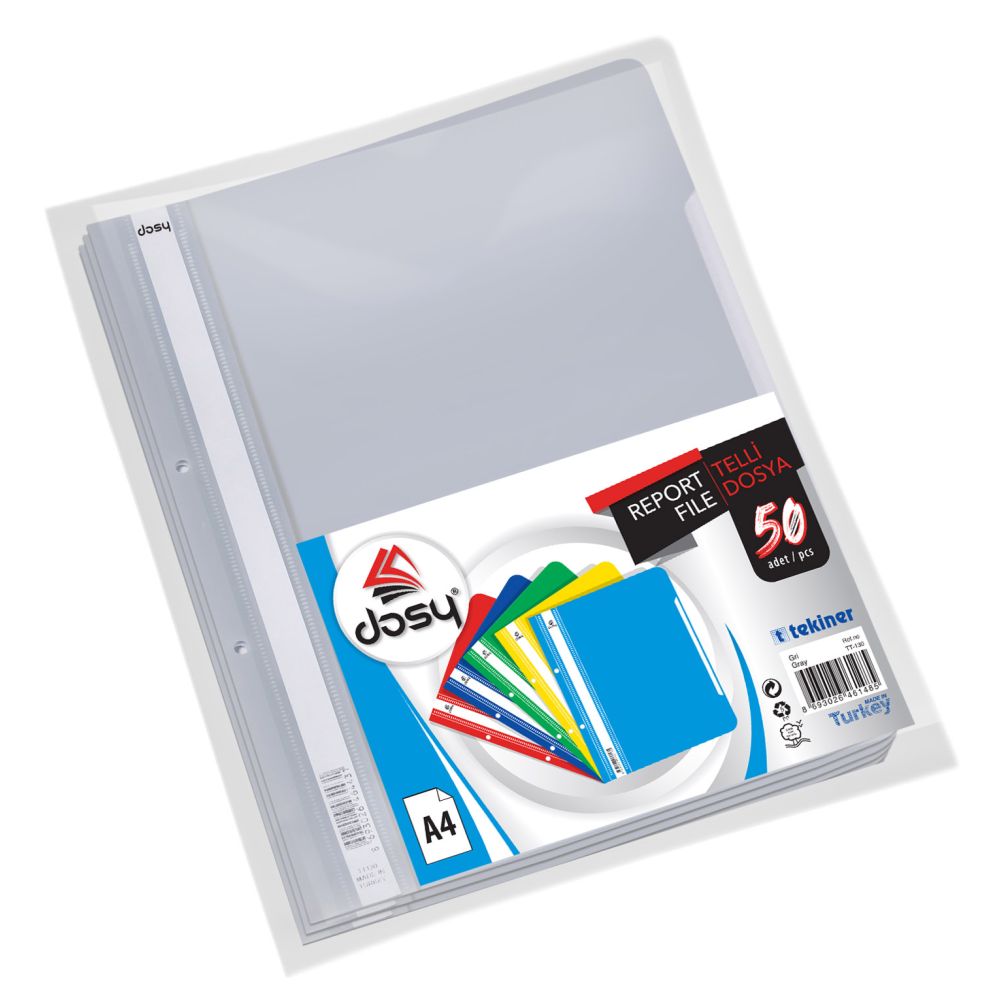 Папка с машинка и перфорация DOSY A4, PP, 180 mic, сива