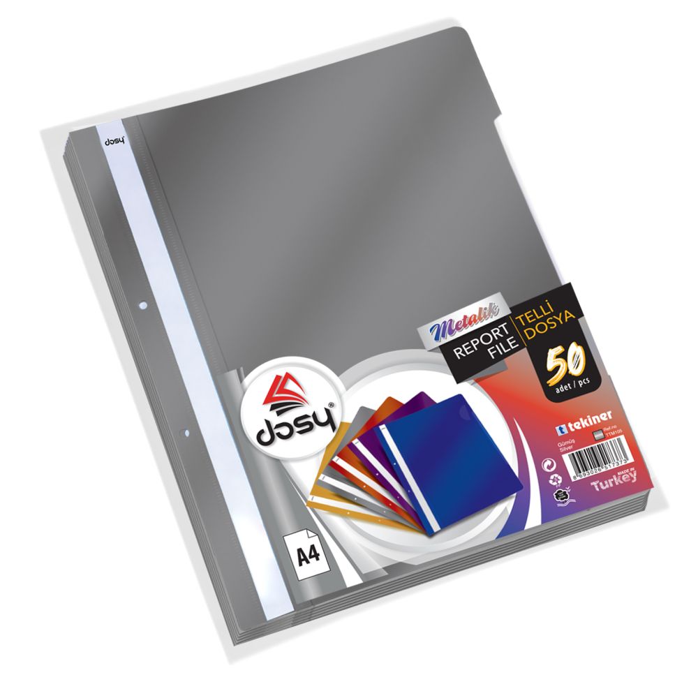 Папка с машинка и перфорация DOSY Metallic A4, PP, 180 mic, сребриста