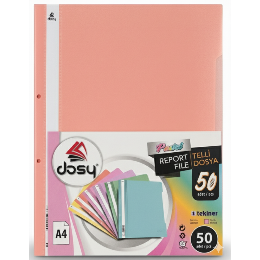 Папка с машинка и перфорация DOSY Pastel A4, PP, 180 mic, сьомга